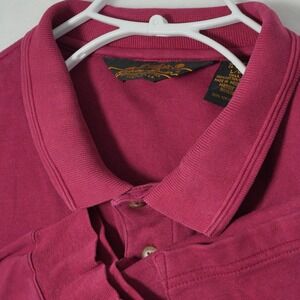 Vintage Eddie Bauer Polo Shirt Men's Sz Large Tall Red Long Sleeve Pocket Cotton